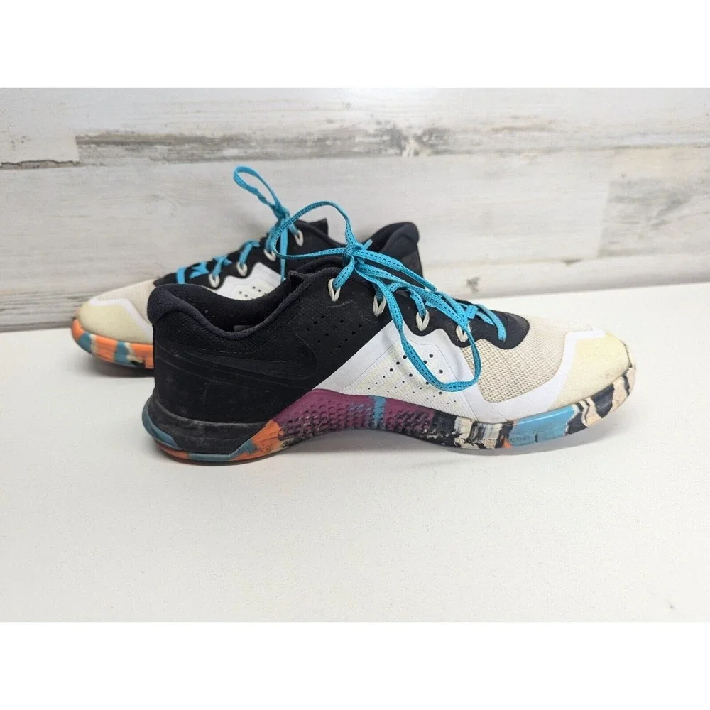 Nike Metcon 2 Amplify Mens 9.5 Training Shoes Black White Multicolor 821913-102